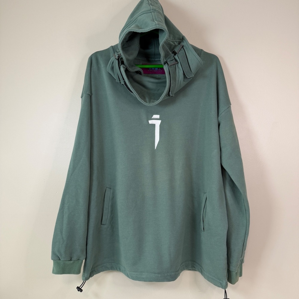 Green Oversized Techwear Kanji Hoodie XL Tactical Asian Streetwear Urban